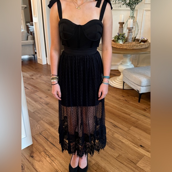 Black Bustier Lace Maxi Dress - Picture 3 of 4